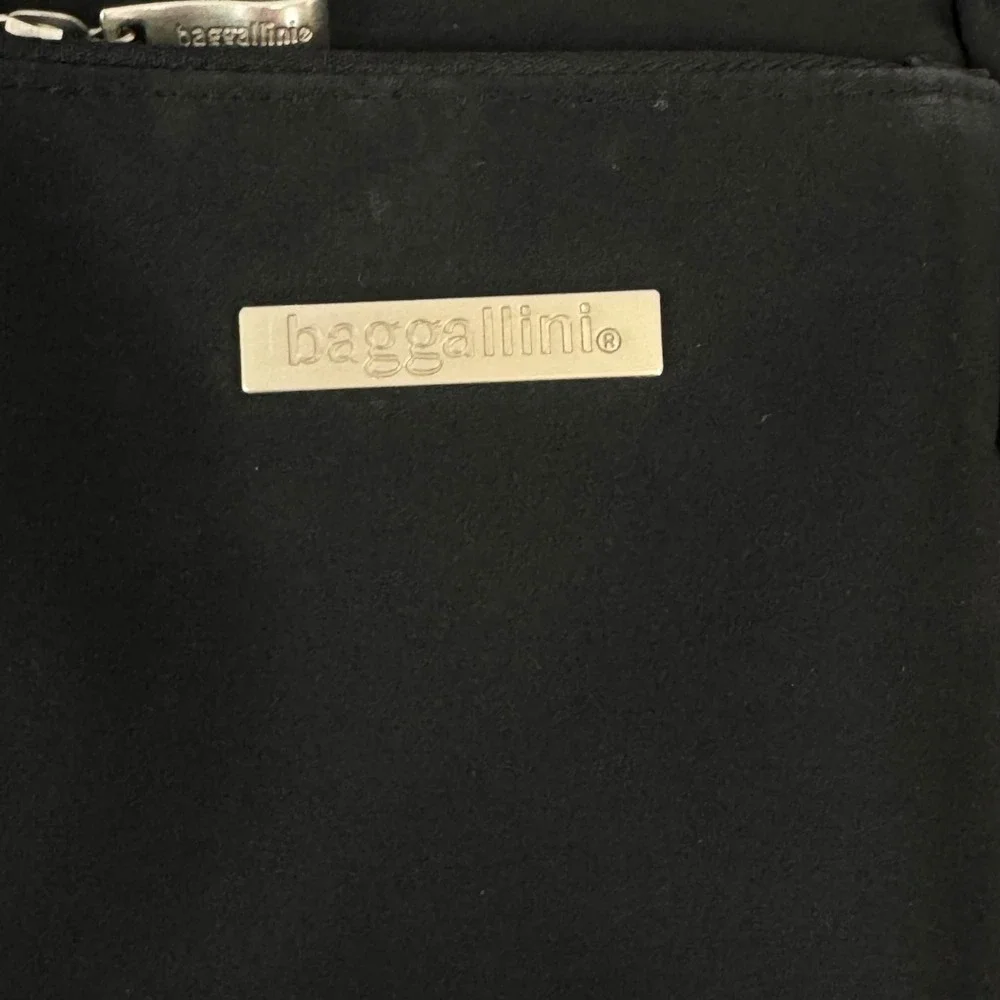Baggallini Black Nylon Crossbody Bag Organizer Travel Purse Silver Hardware